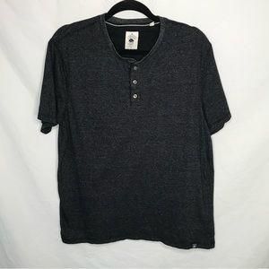 Copper & Oak Supply Co Men's Gray Stripe Henley T-Shirt Sz Medium Short Sleeve